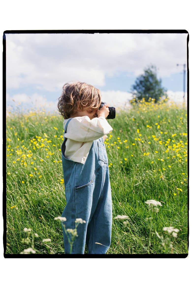 The Oversized Denim Dungaree Kids, Alternate, color, light denim