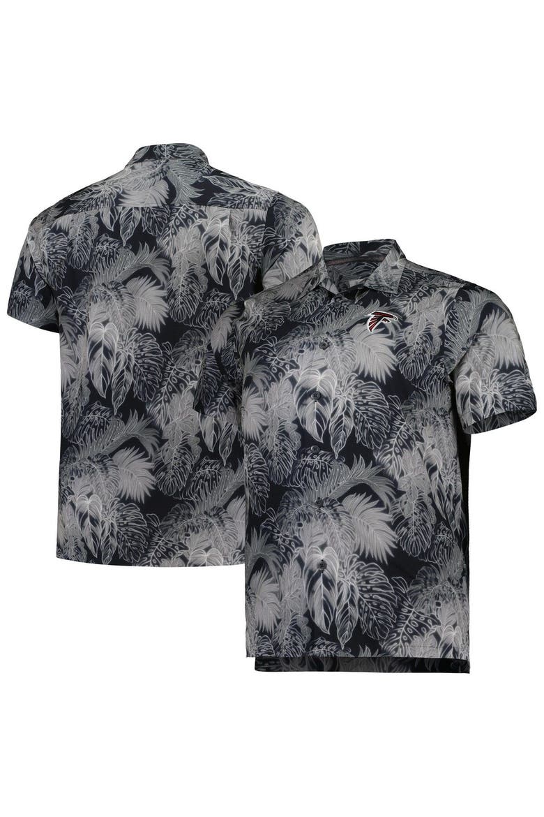 Men's Tommy Bahama Black Atlanta Falcons Big & Tall Bahama Coast Luminescent Fronds Camp IslandZone Button-Up Shirt, Main, color, Black