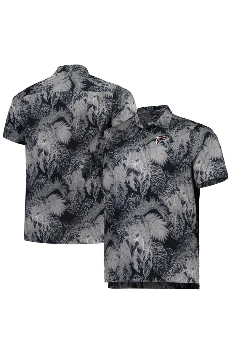 Tommy Bahama Men's Tommy Bahama Black Atlanta Falcons Big & Tall Bahama Coast Luminescent Fronds Camp IslandZone Button-Up Shirt, Main, color, Black
