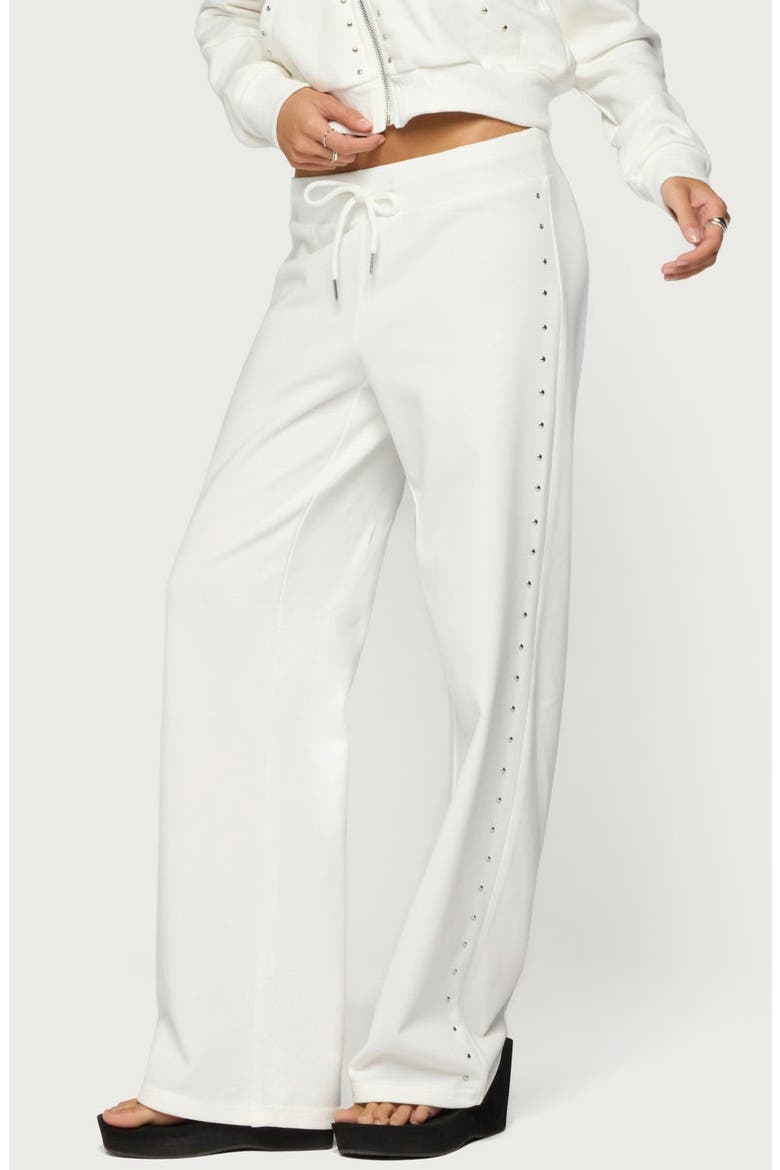 Enid Studded Wide Leg Sweatpants, Main, color, WHITE