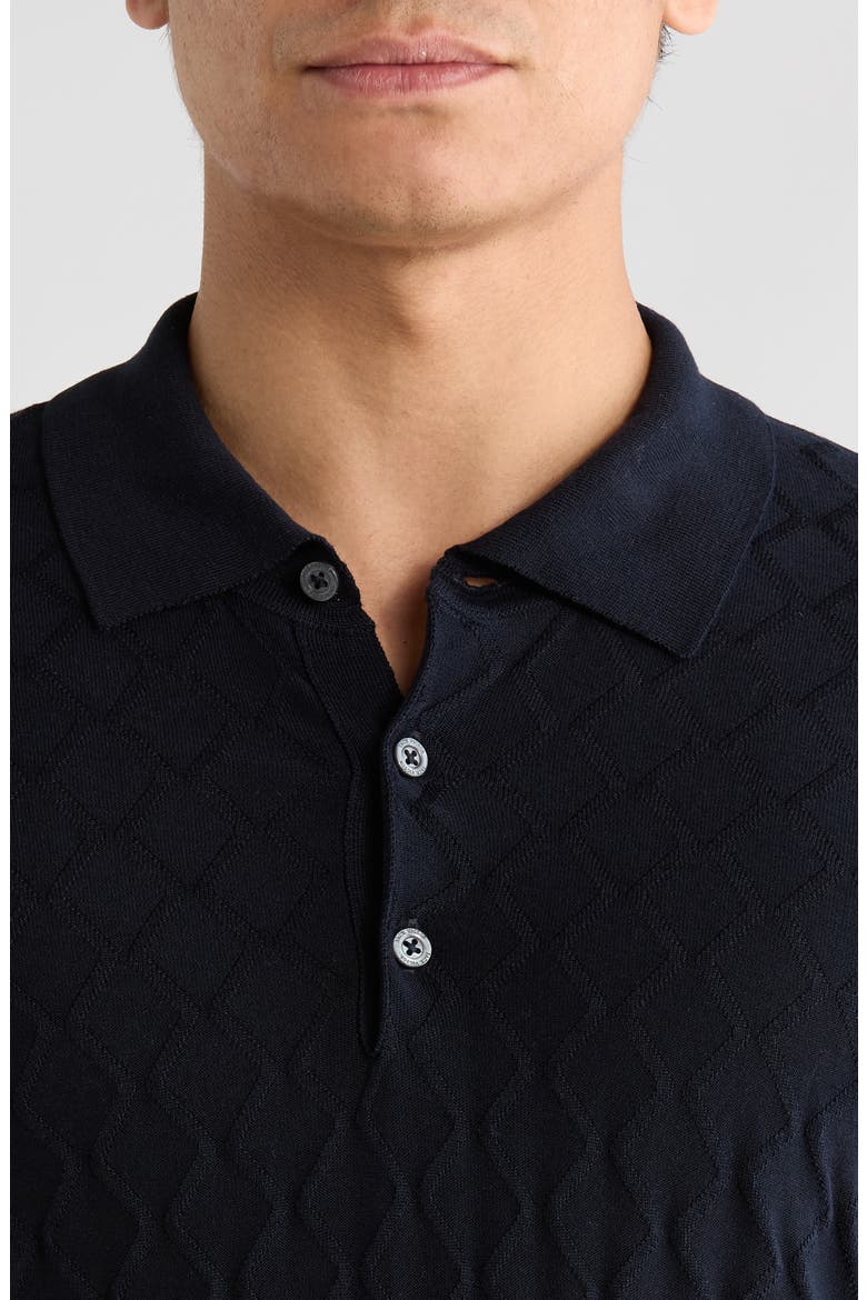 Dylan Cotton & Silk Jacquard Polo Sweater, Alternate, color, MIDNIGHT