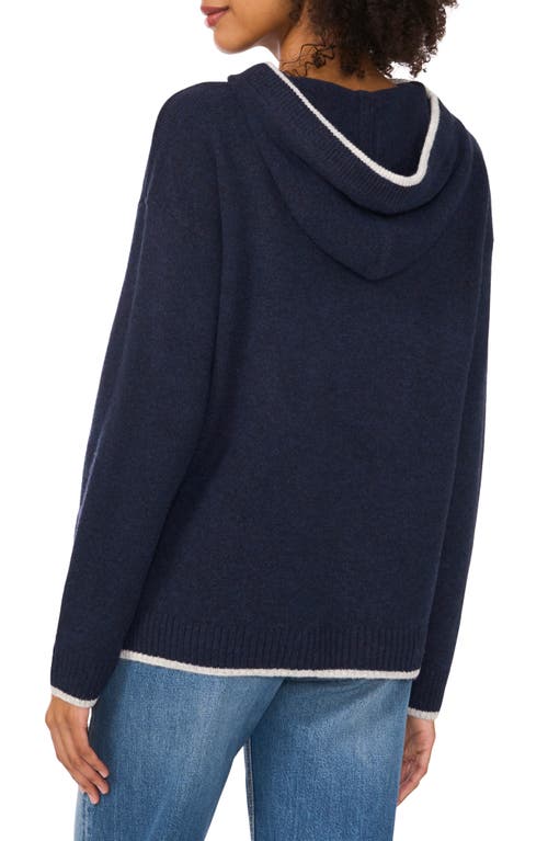 VINCE CAMUTO VINCE CAMUTO CONTRAST TRIM SWEATER HOODIE