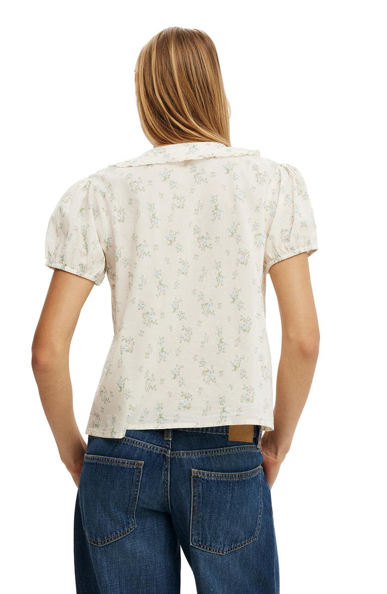 Cotton On Women's Edie Babydoll Shirt, Alternate, color, Jenna Ditsy Creme Fraiche