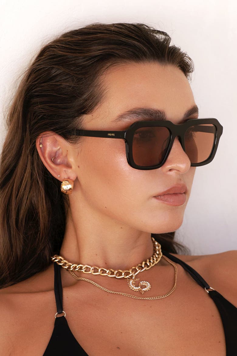 Charlie Square Sunglasses, Alternate, color, Black
