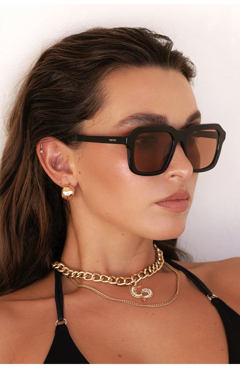 FREYRS Eyewear Charlie Square Sunglasses, Alternate, color, Black
