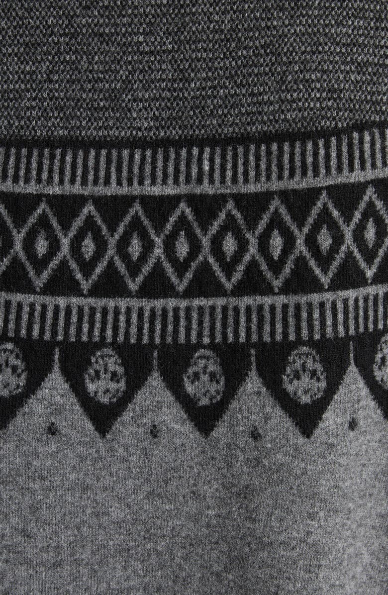 McQueen Skull Fair Isle Wool Crewneck Sweater, Alternate, color, Greymel/ Black