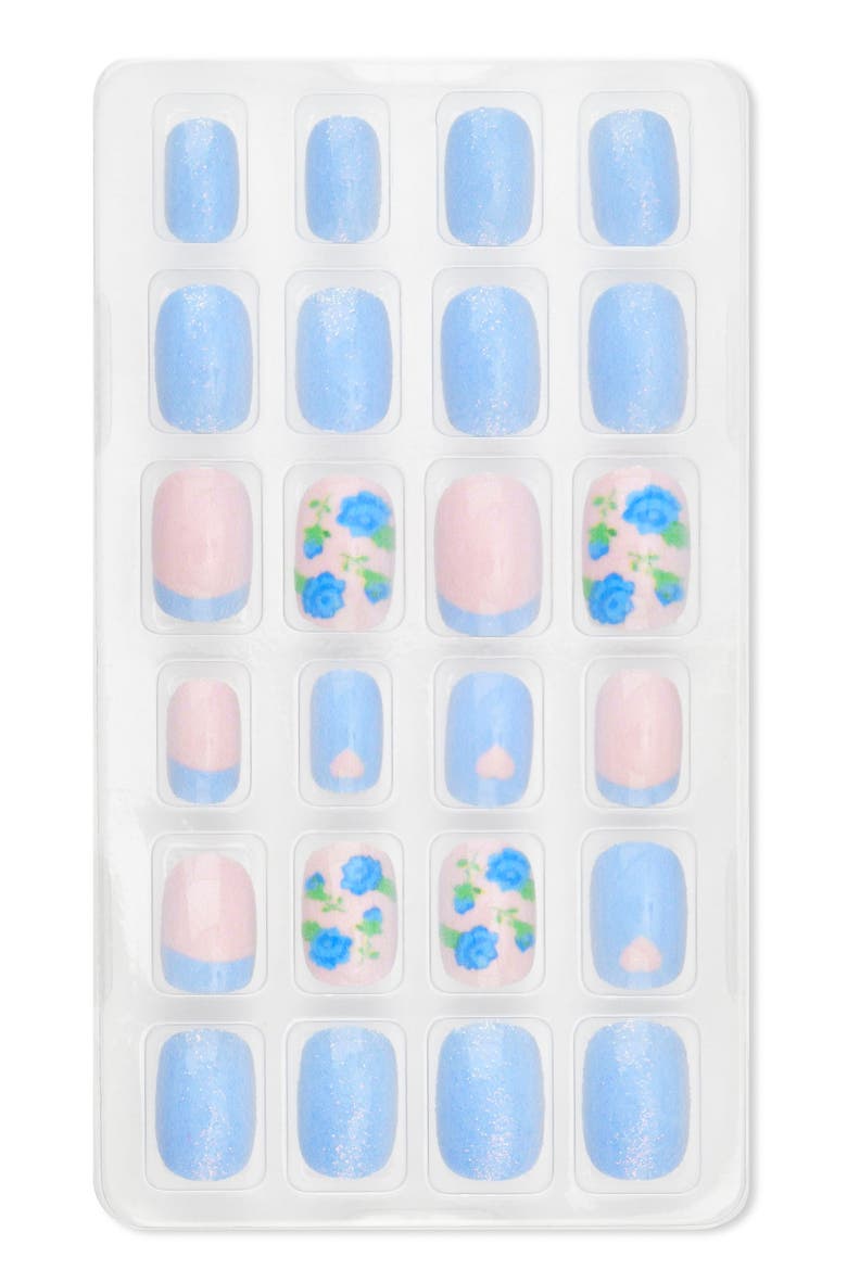 Kids' Beauty in Bloom Press On Nails, Alternate, color, BLUE MULTI
