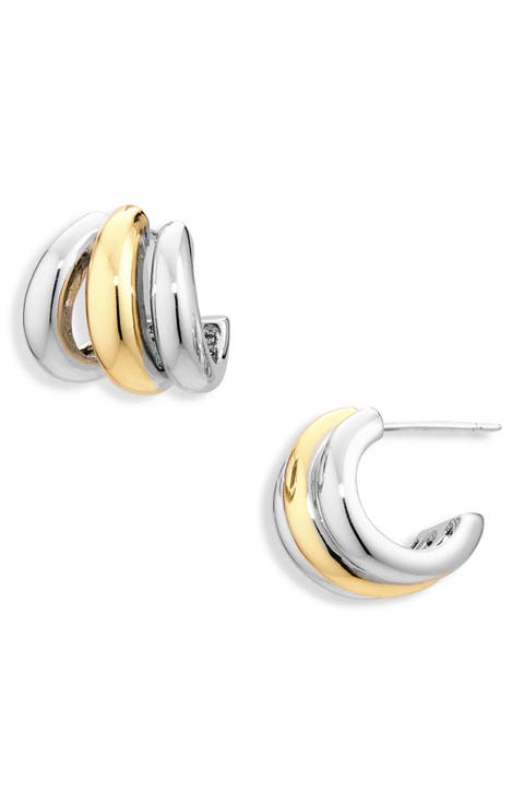 Two-Tone Triple Hoop Earrings