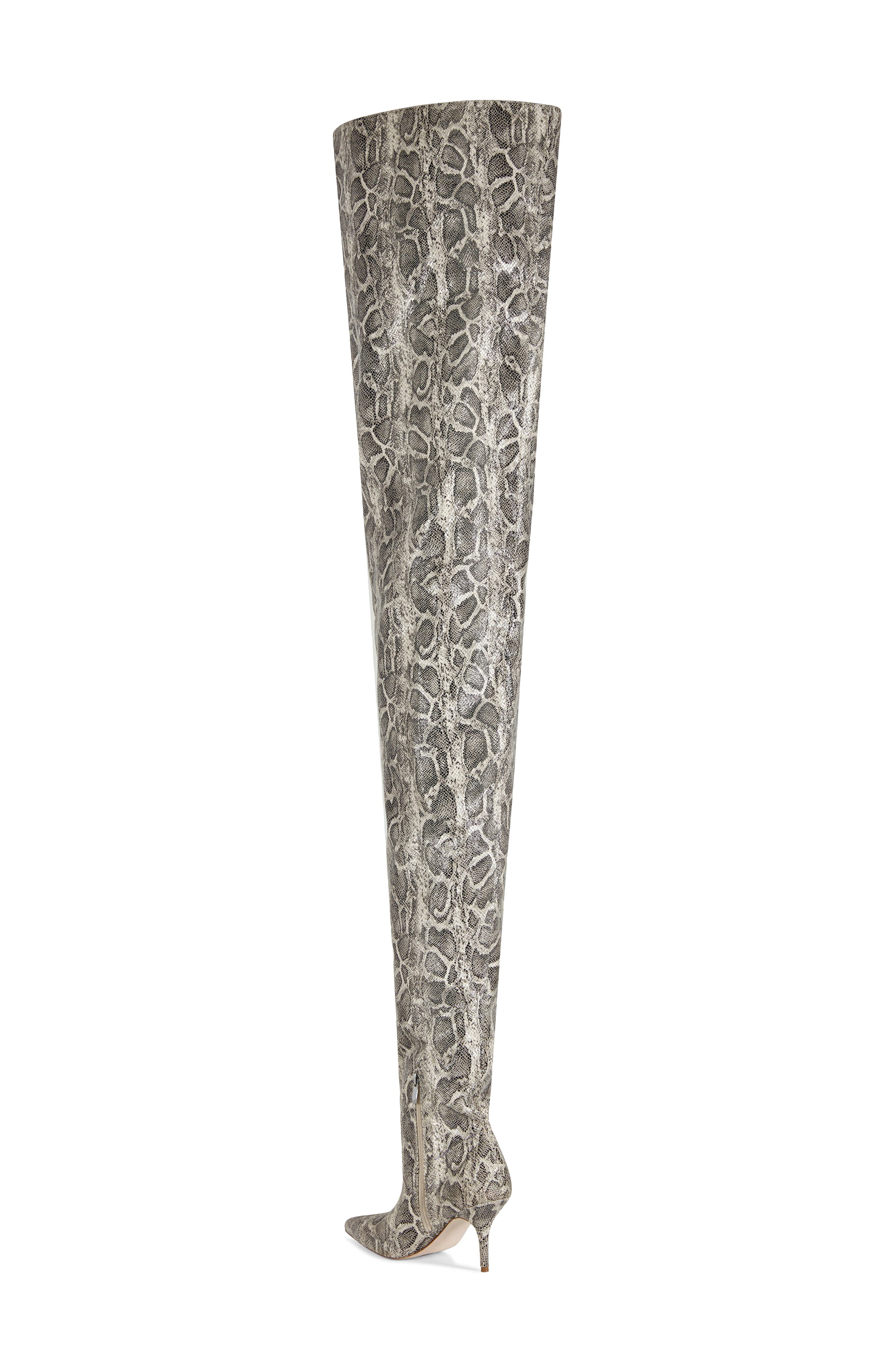 AZALEA WANG Nemy Snakeskin Embossed Thigh High Boot, Alternate, color, 