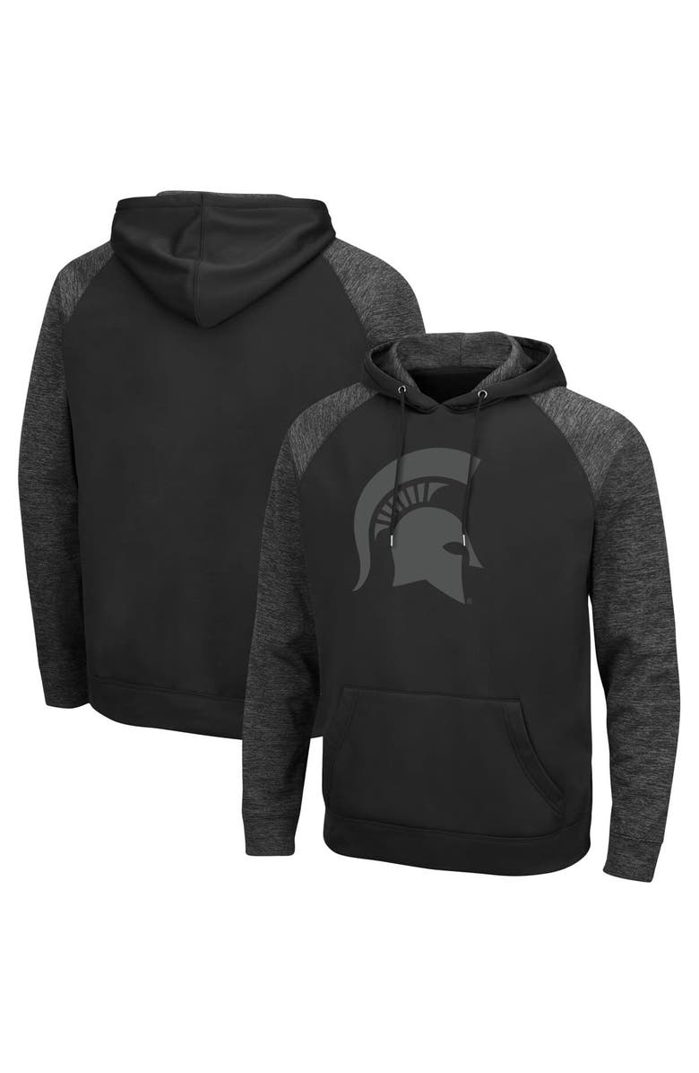 COLOSSEUM Men's Colosseum Black Michigan State Spartans Blackout 3.0 Tonal Raglan Pullover Hoodie, Main, color, 