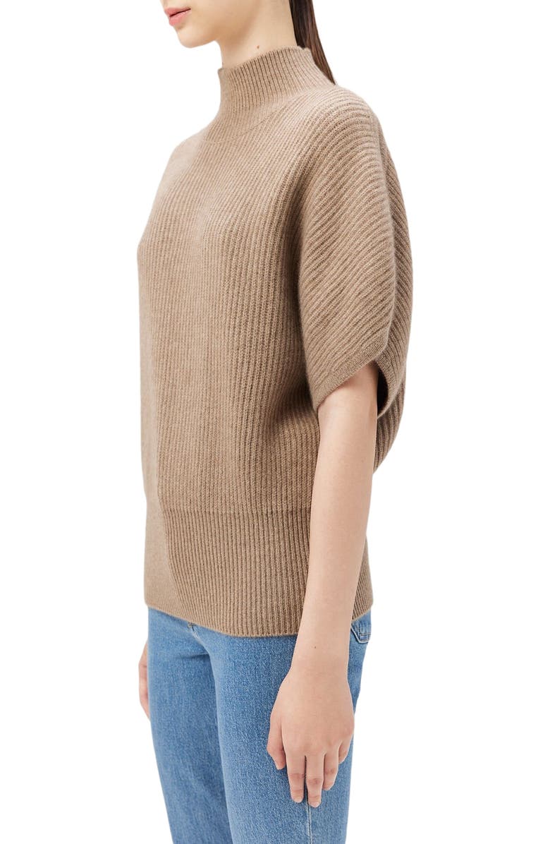 GOBI Mongolian Cashmere Cashmere Short-Sleeve Turtleneck, Alternate, color, Taupe