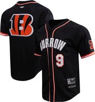 PRO STANDARD Men's Pro Standard Joe Burrow Black Cincinnati Bengals Mesh Button-Up Baseball Jersey