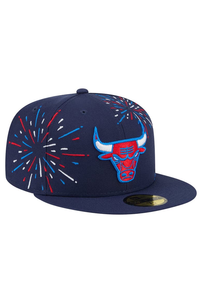 Men's New Era  Navy Chicago Bulls Americana Fireworks 59FIFTY Fitted Hat, Alternate, color, Navy