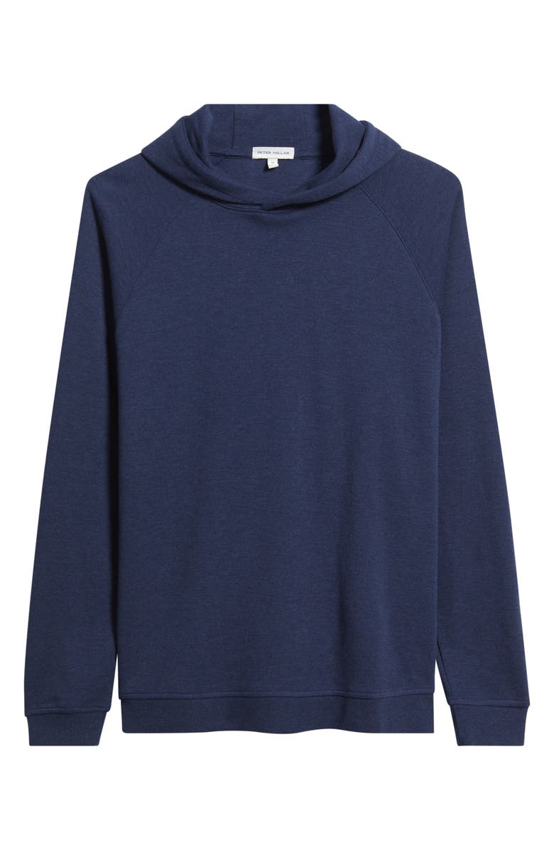 Peter Millar Crown Comfort Cotton Blend Piqué Hoodie, Main, color, Navy