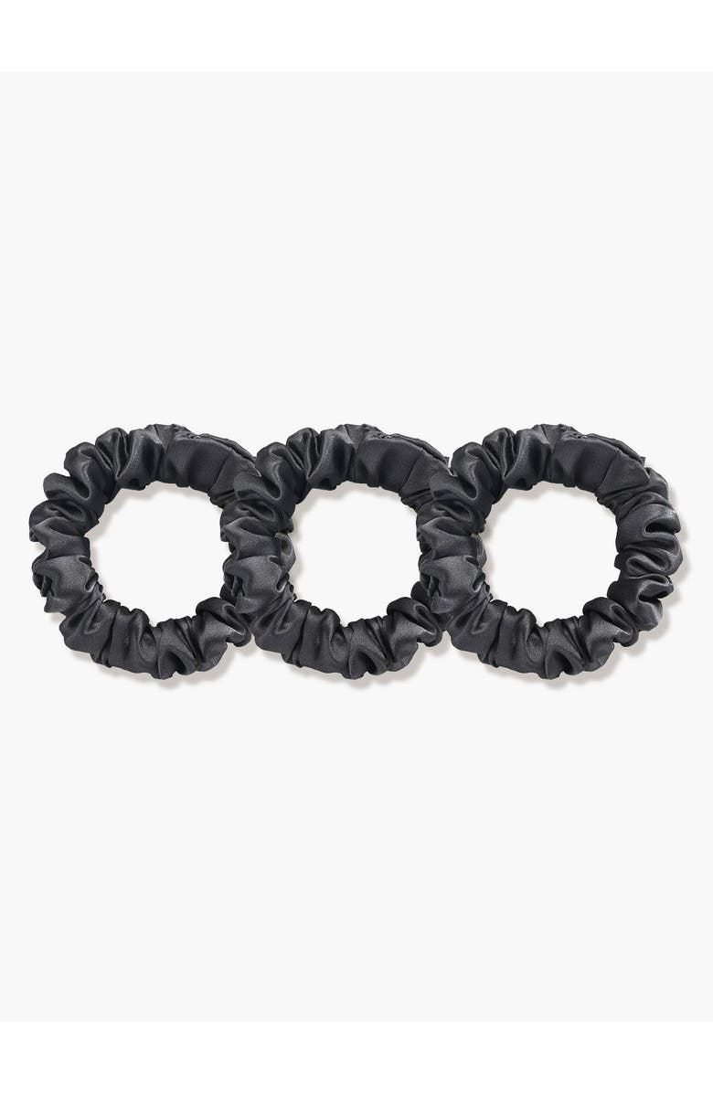 SILKSILKY 3Pcs Bundle Pure Silk Classic Hair Scrunchies - 2cm, Main, color, Black