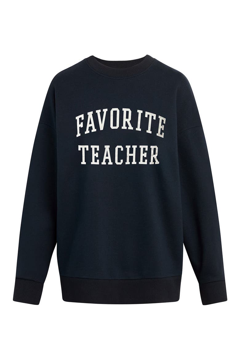 Favorite Teacher Sweatshirt, Alternate, color, NAVY