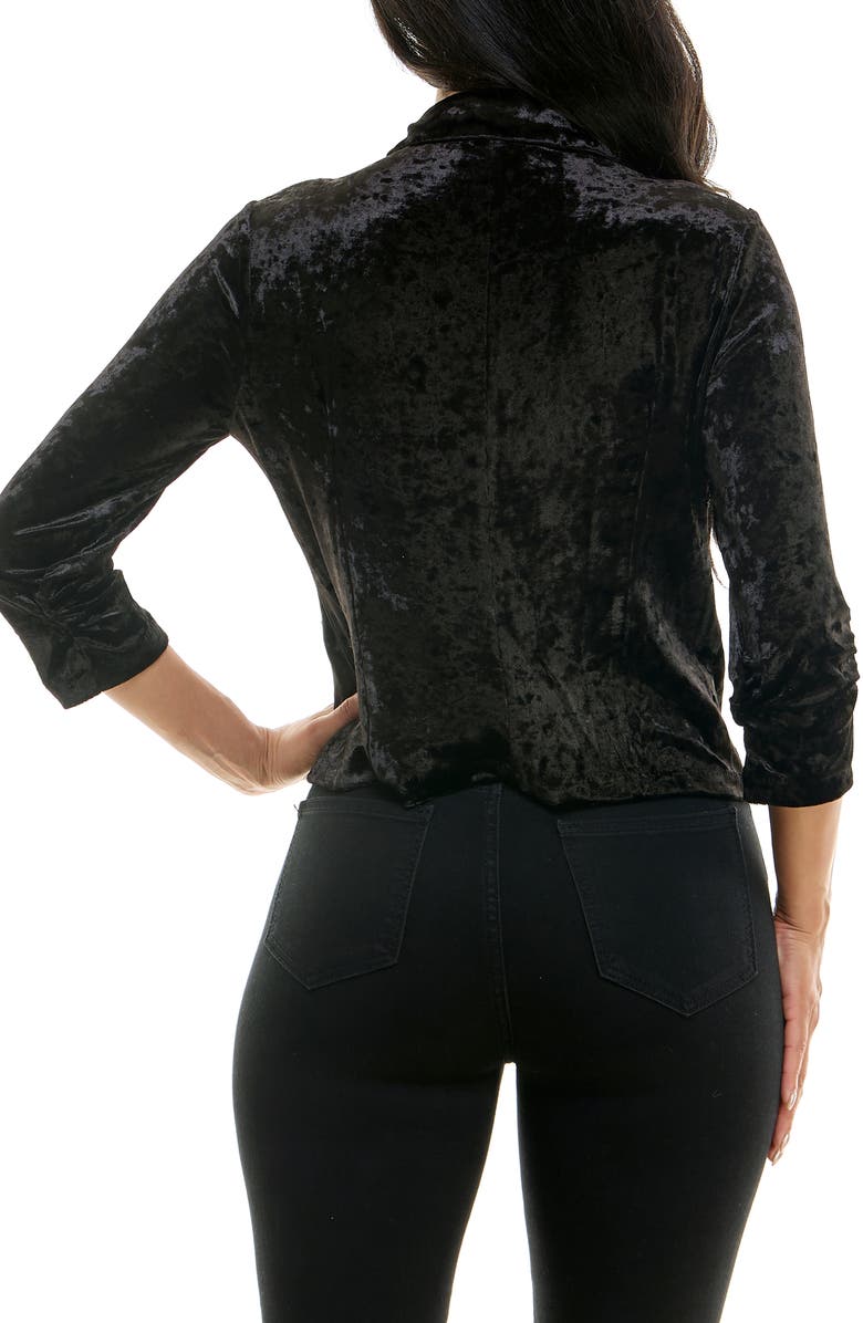 Nina Leonard Velvet One Button Blazer, Alternate, color, Black