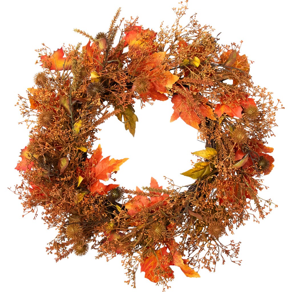 Northlight Maple Leaf With Berries Artificial Fall Harvest Wreath In Multi