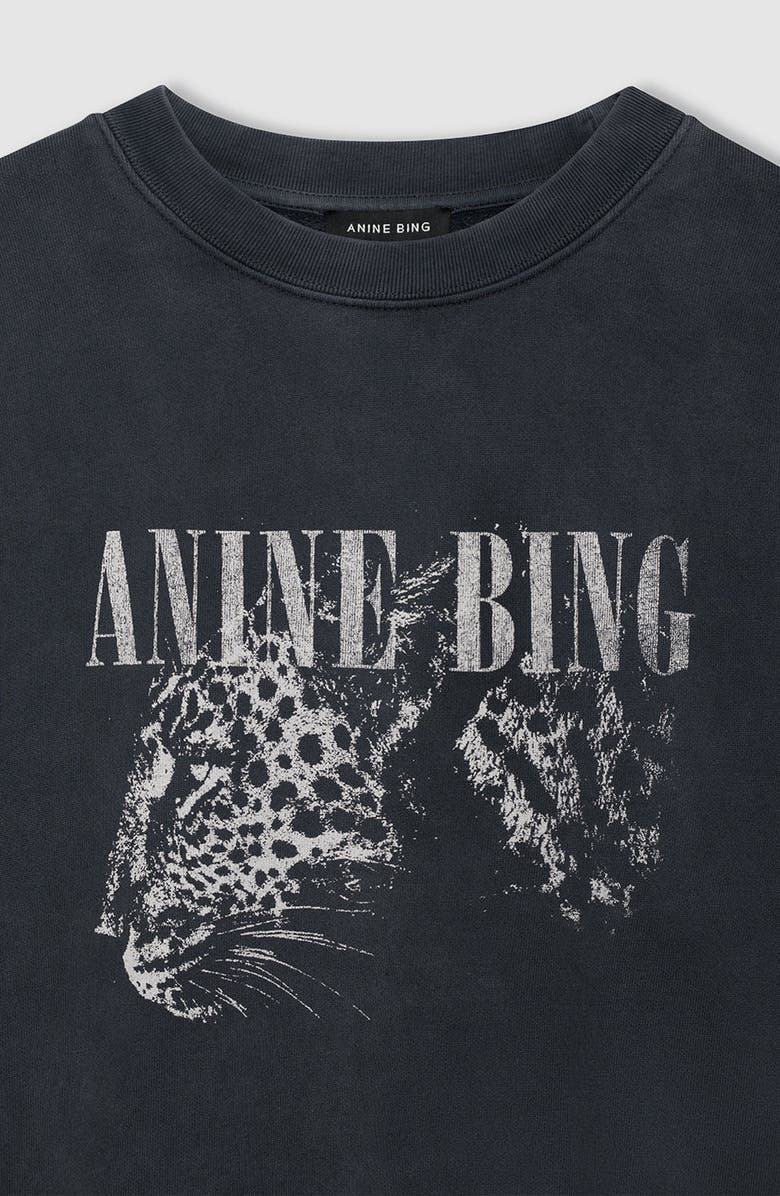 ANINE BING Spencer Leopard Sweatshirt, Alternate, color, Washed Black