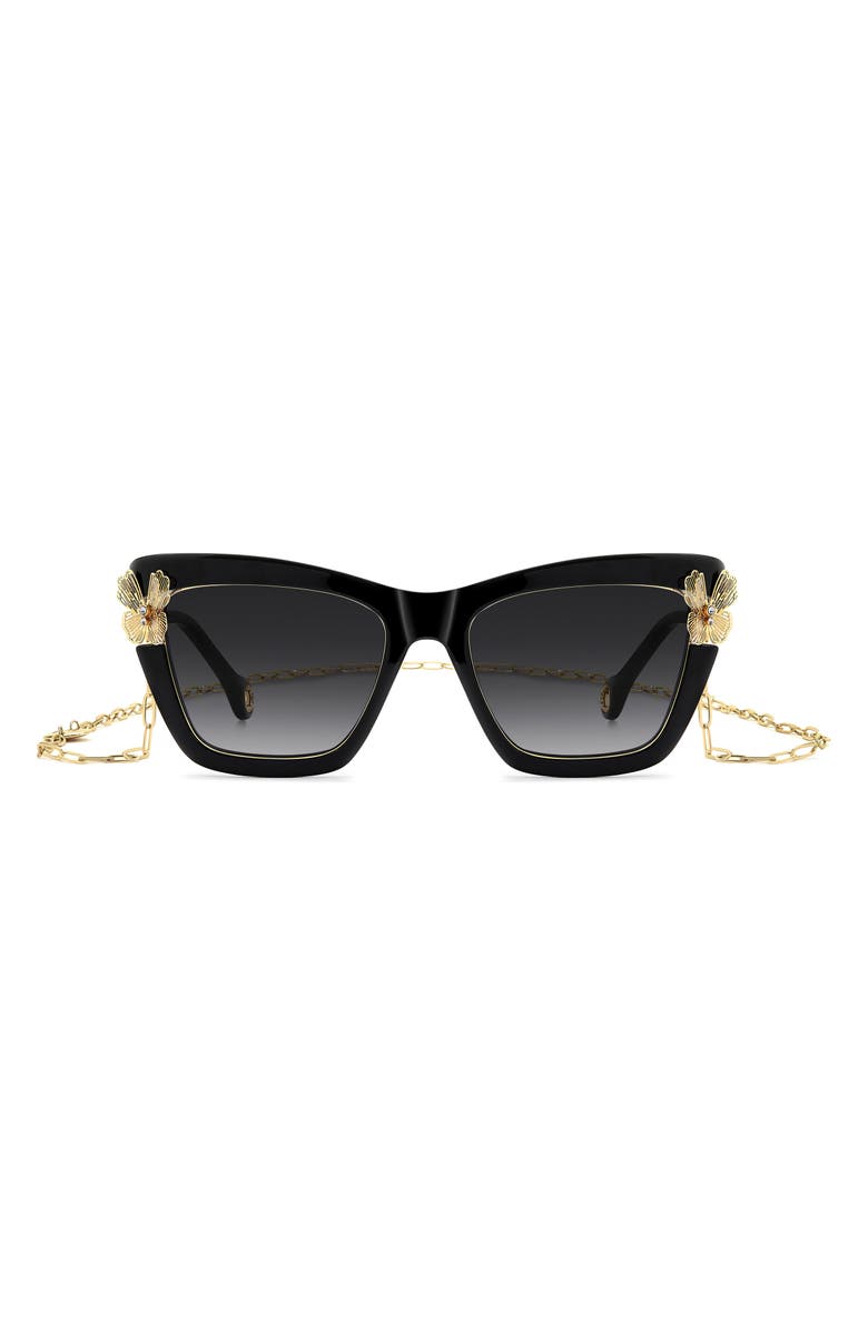 Carolina Herrera 54mm Gradient Cat Eye Sunglasses, Main, color, Black/ Dark Grey Sf