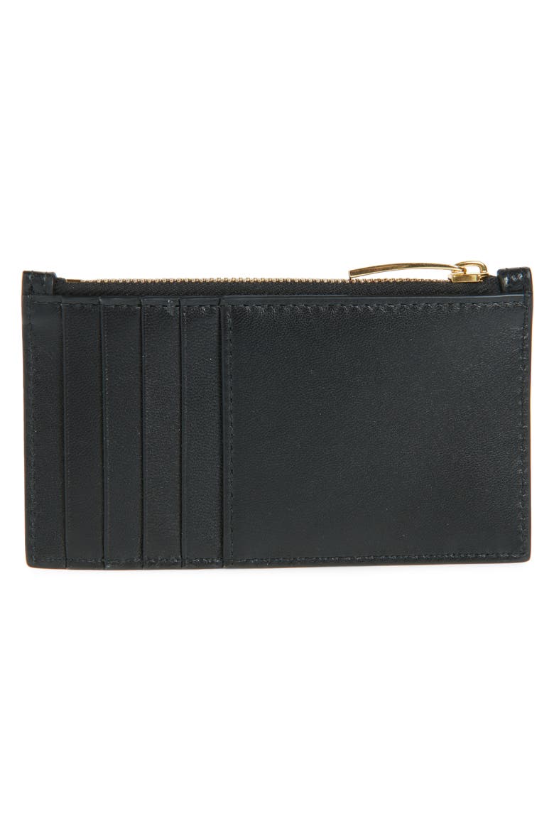 Intrecciato Leather Zip Card Case, Alternate, color, 8425 BLACK-GOLD