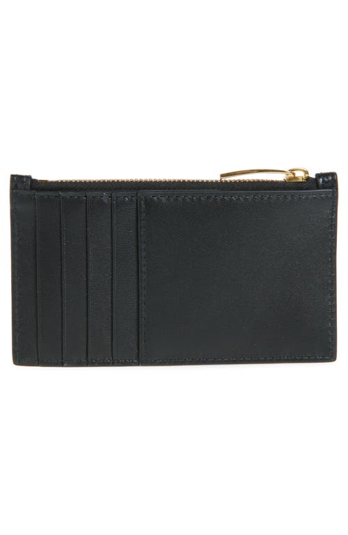 Bottega Veneta Intrecciato Leather Zip Card Case In 8425 Black-gold