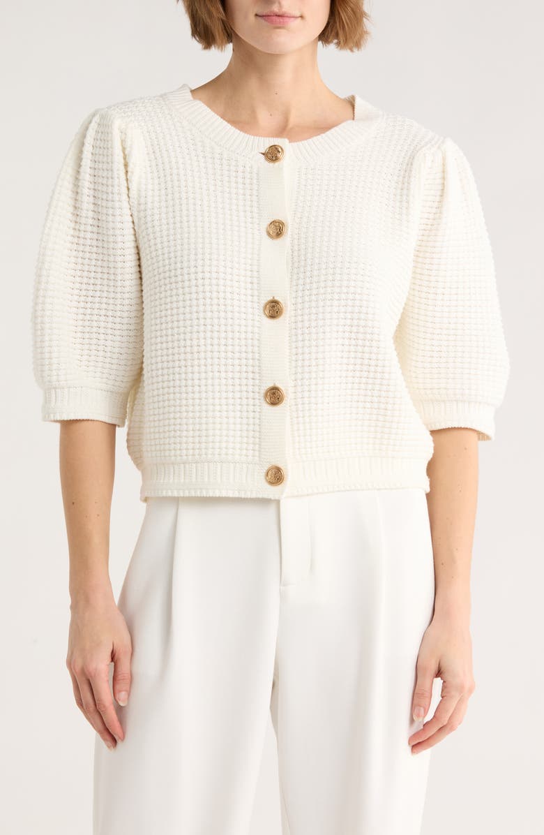 Gemma + Jane Elbow Length Sleeve Cardigan, Main, color, White