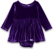 WORTHY THREADS Stretch Velvet Long Sleeve Bubble Romper