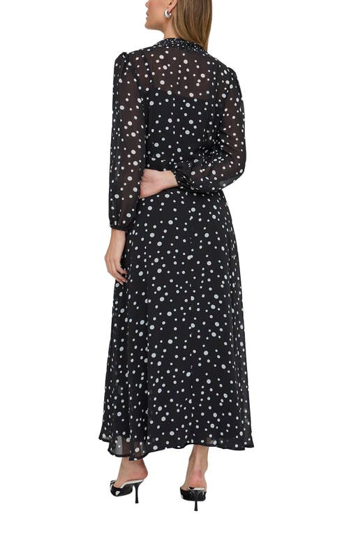 Lily And Lionel London Margot Ruffle Neck Spot Print Maxi Dress In Green