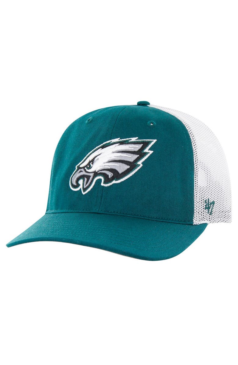'47 Men's '47 Green/White Philadelphia Eagles Team Unstructured Trucker Adjustable Hat, Main, color, Green
