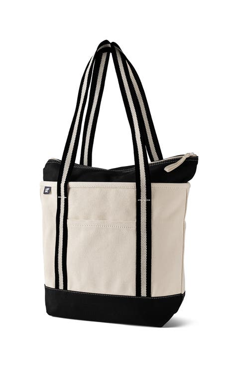 Zip Top Long Handle Canvas Tote Bag