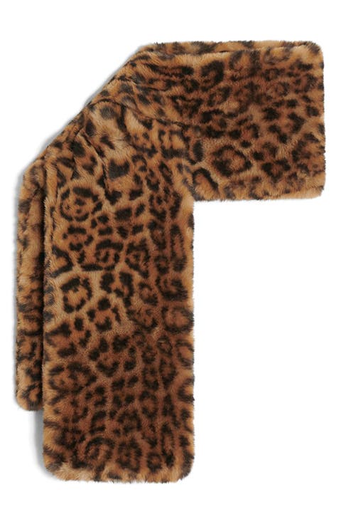 Kai Leopard Print Pluche™ Faux Fur Pull-Through Scarf