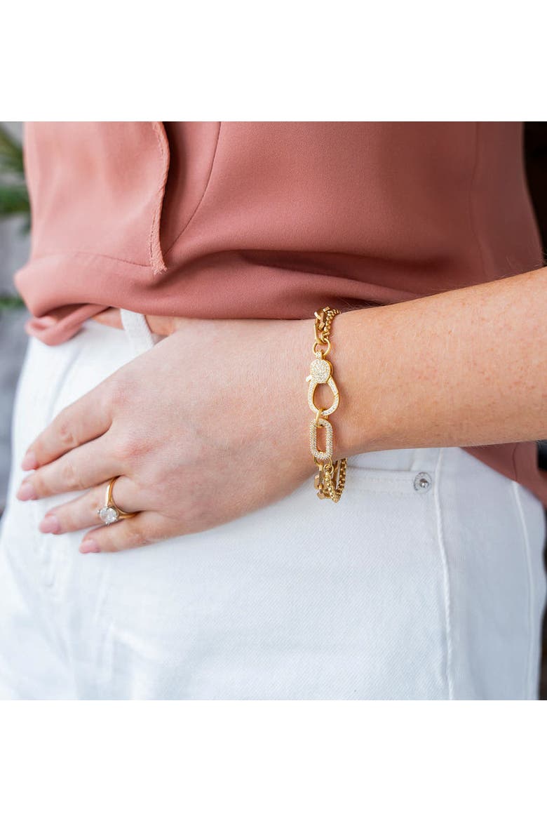 Pave Connector Bracelet, Alternate, color, Gold