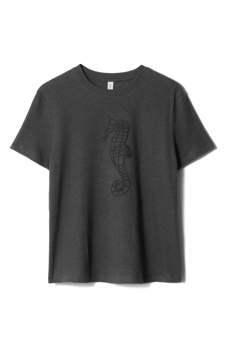 & Other Stories Joni Cotton & Linen T-Shirt, Alternate, color, Black Dark
