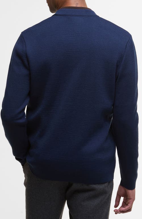 Barbour Crosscombe Zip Front Sweater In Blue