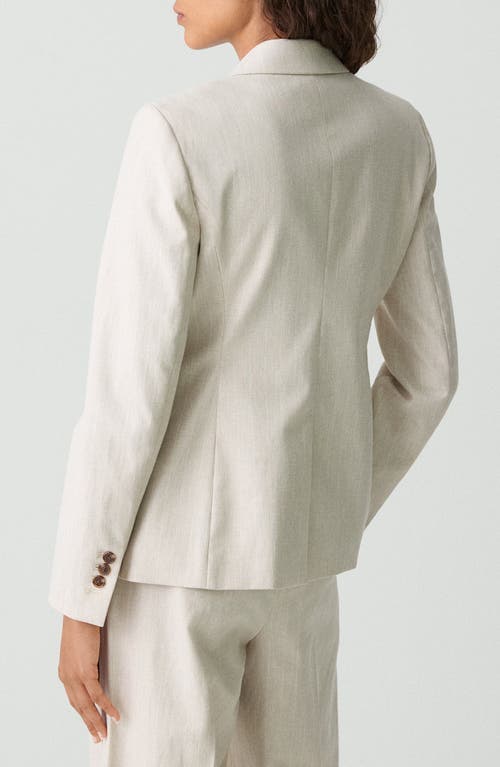 Theory Slim Blazer In Striped Canvas In White
