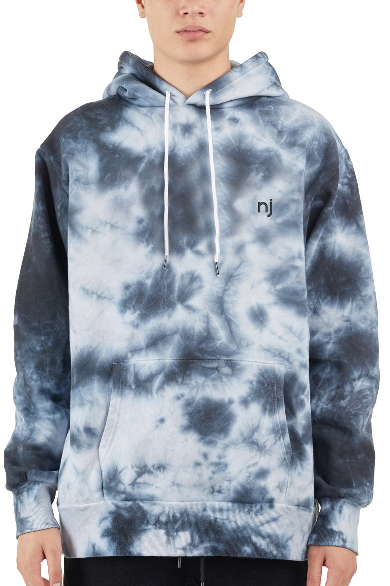 Tie Dye Hoodie, Main, color, BLACK WHITE MARBLE
