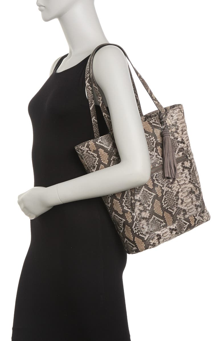 Lucky Brand Eddo Snake Embossed Leather Tote, Alternate, color,