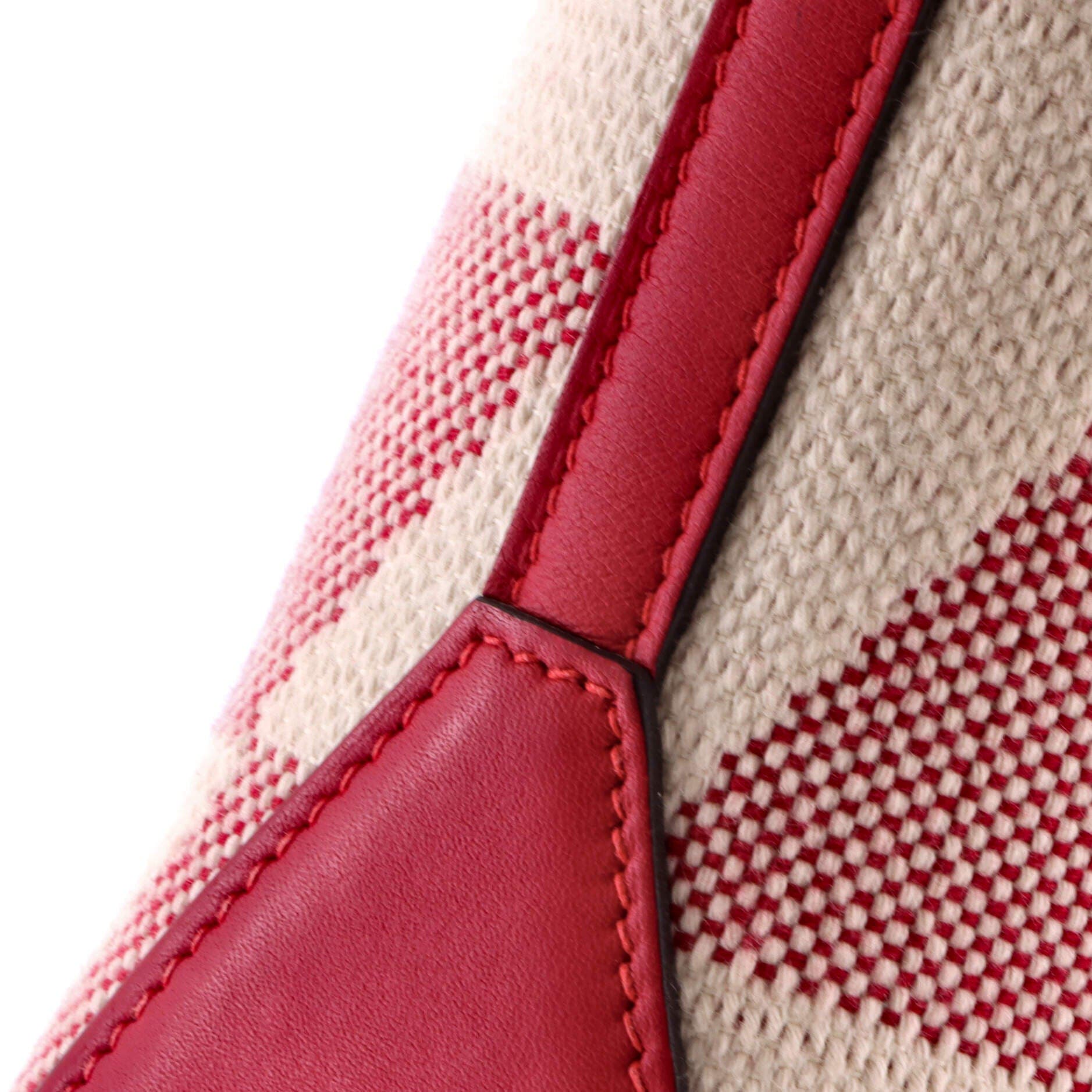 Cabas H en Biais Tote Canvas with Leather 27, Alternate, color, Framboise