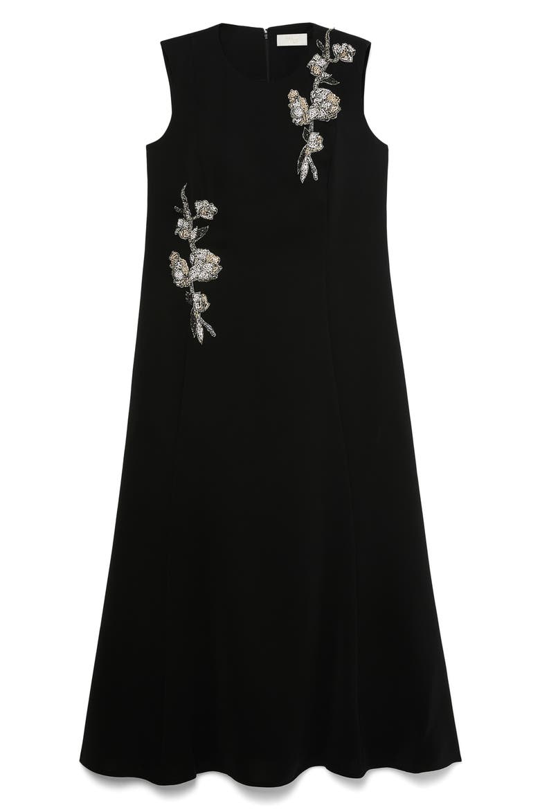 Refeluca Beaded Jewel Neck Dress, Alternate, color, BLACK
