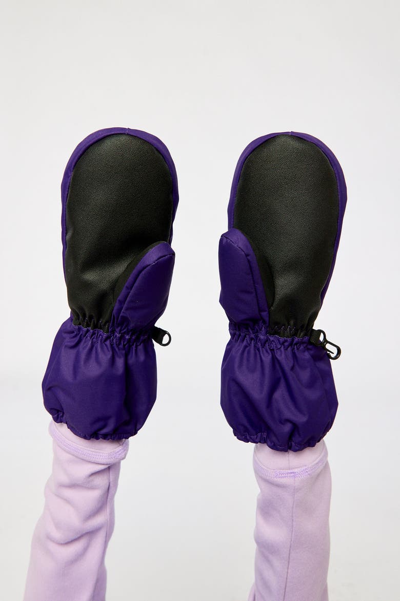 Palm Winter Play Waterproof Rubberized Mittens, Alternate, color, Dark Purple