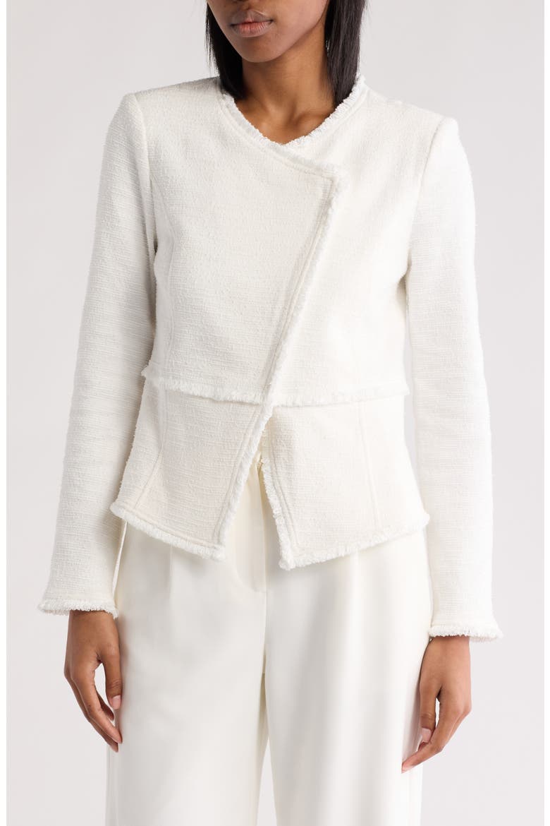 Fringe Tweed Moto Jacket, Main, color, IVORY
