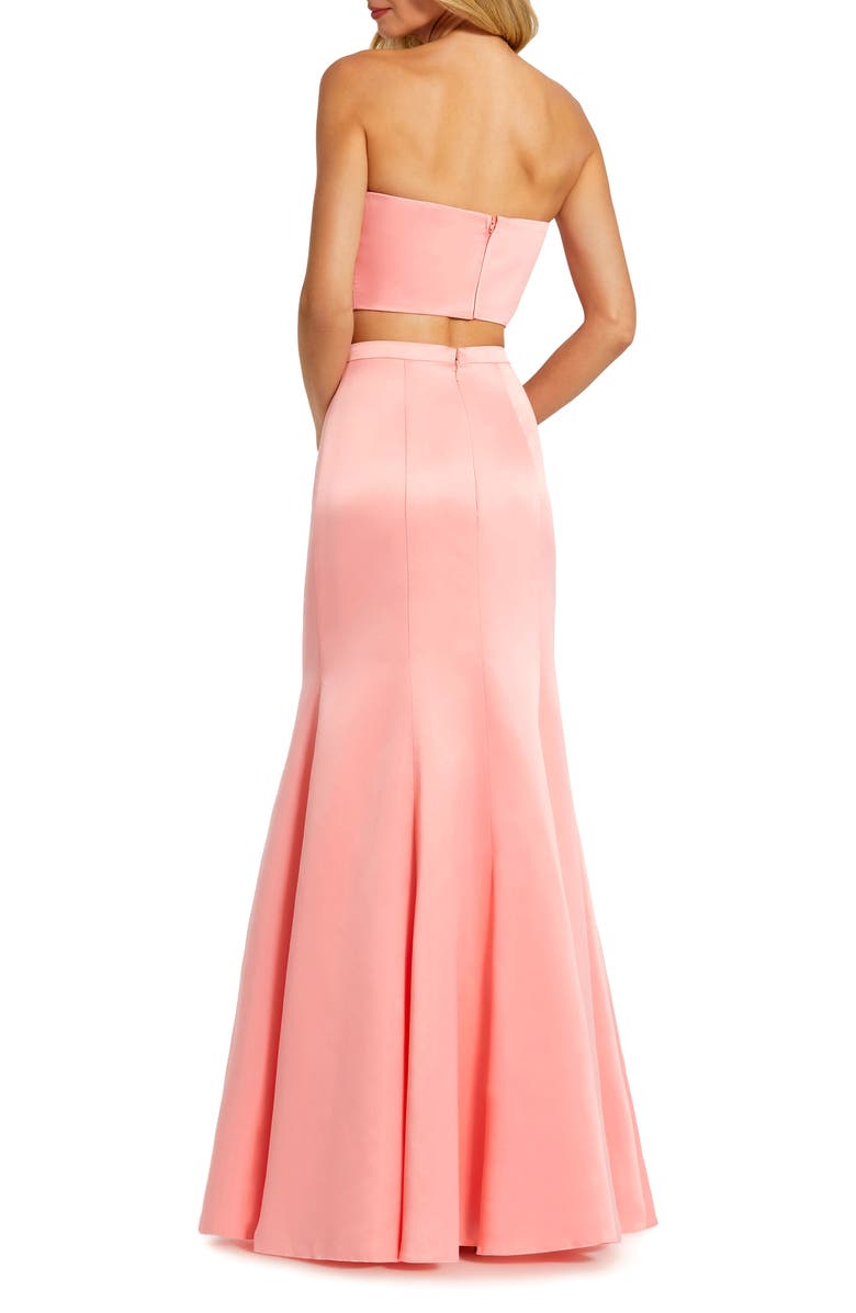 Mac Duggal Strapless Bow Top and Mermaid Skirt 2 Piece Set Gown, Alternate, color, Petal Pink