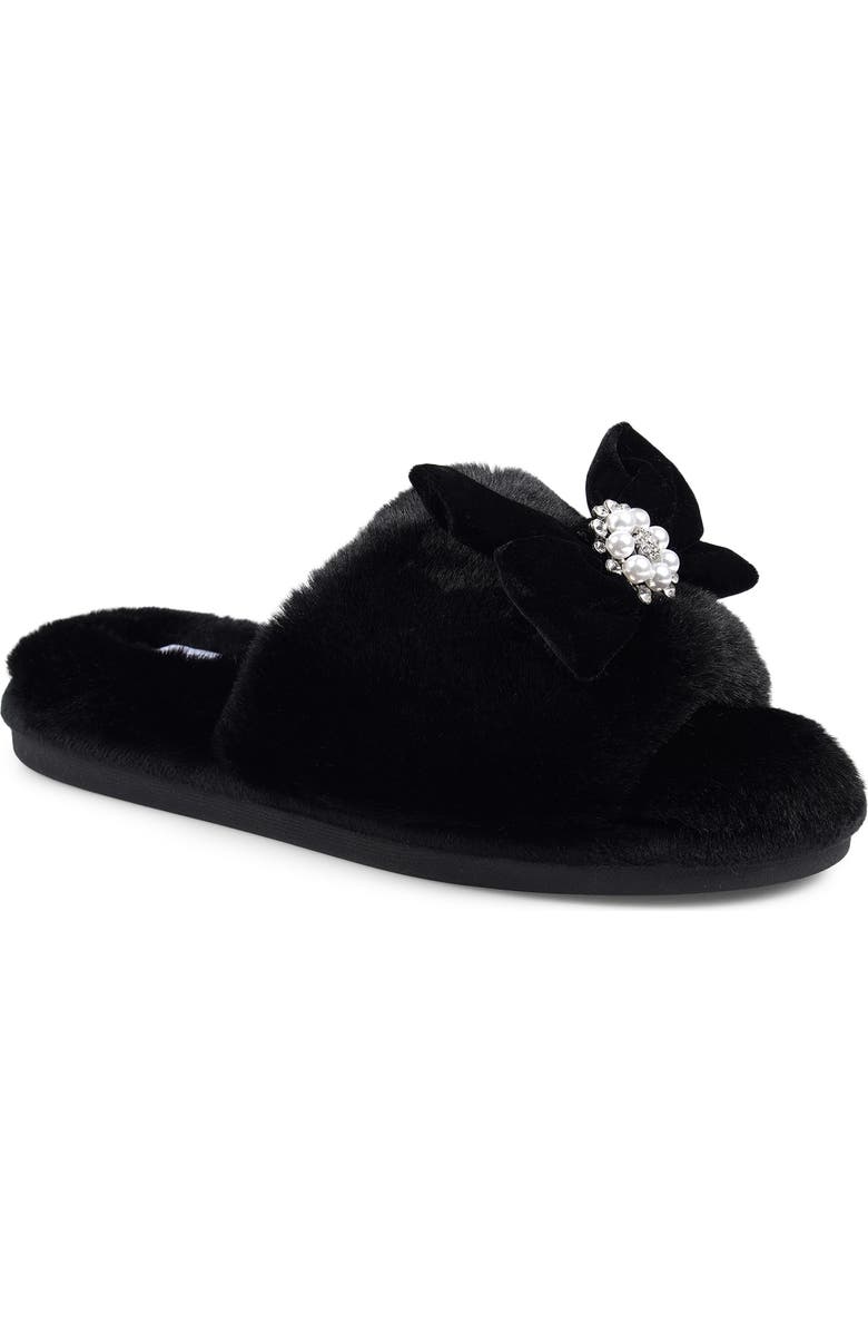 Candie's Harmonyy Faux Fur Slide Slipper, Main, color, Black