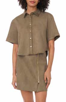 Parker Faux Suede Short Sleeve Button-Up Shirt