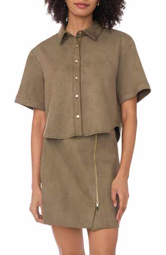 Parker Faux Suede Short Sleeve Button-Up Shirt
