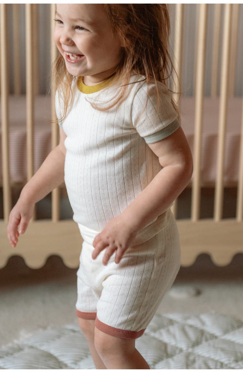 Pehr Kids' Pointelle Organic Cotton Fitted Two-Piece Short Pajamas, Alternate, color, Rainbow