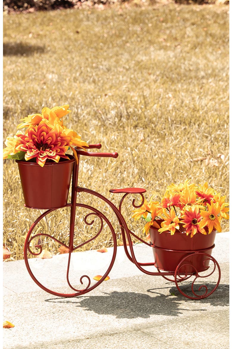 21.5"L Metal Bicycle Planter Stands Flower Pot Cart, Alternate, color, Red