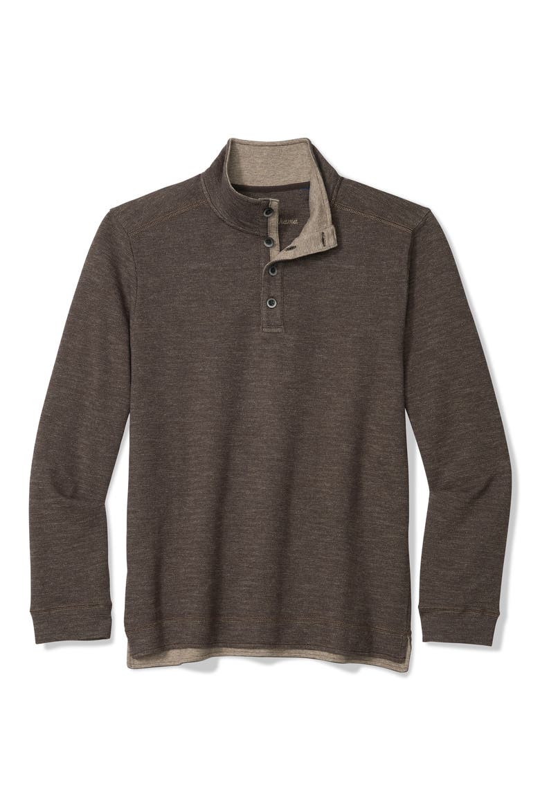 Camino Bluff Button Mock Neck Pullover, Main, color, TILTH HEATHER