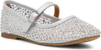 Kids' Blessed Rhinestone Mesh Mary Jane Flat